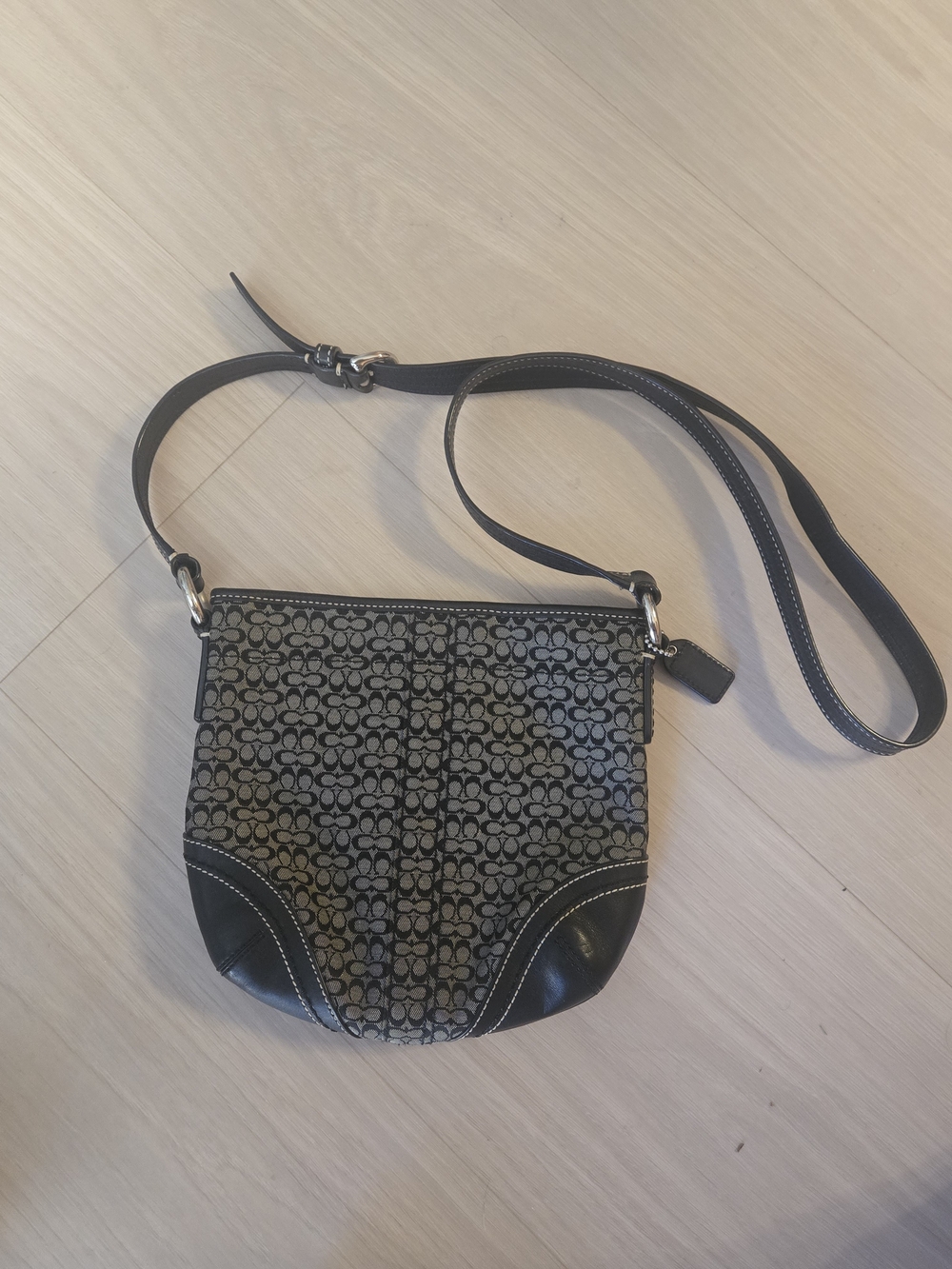 Coach Small Signature Crossbody in Black and Tan